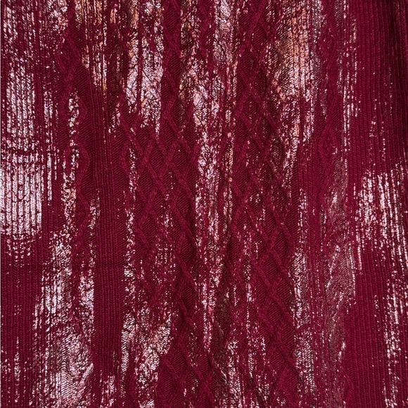NWT Anthropologie Metallic Cable Knit Midi Skirt Plum Size Small - Picture 3 of 5